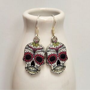 Sugar Skull Earrings on Sterling Silver French Earwires